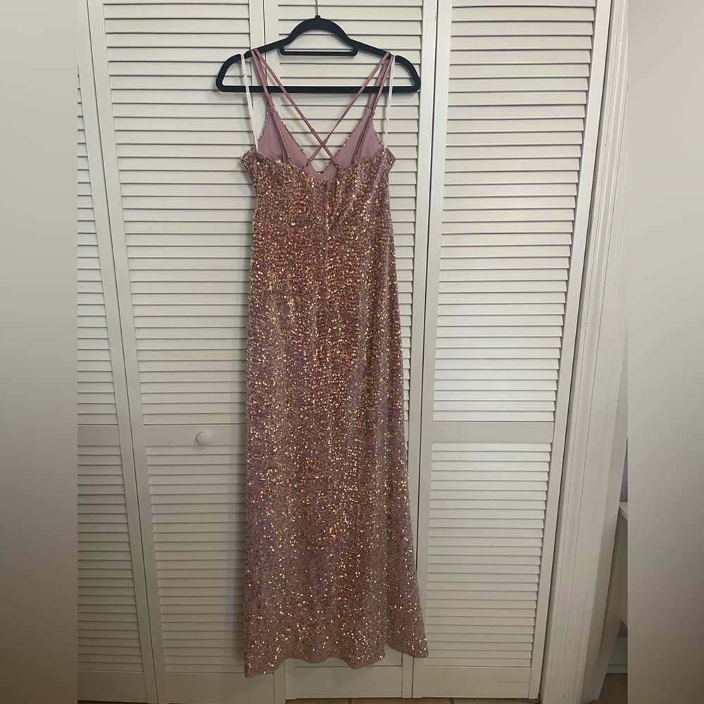 Mauve/Pink Sequin & Velvet Floor-Length Gown - image 7